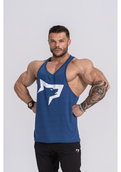 Erkek Spor Atleti | Stringer | Workout Tanktop | Indigo | Wolf Serisi