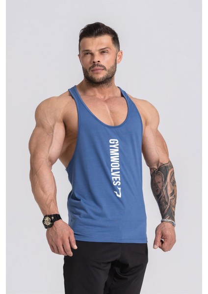 Erkek Spor Atleti Ince Askılı | Indigo | Stringer | Workout Tanktop |