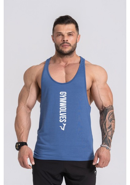 Erkek Spor Atleti Ince Askılı | Indigo | Stringer | Workout Tanktop |