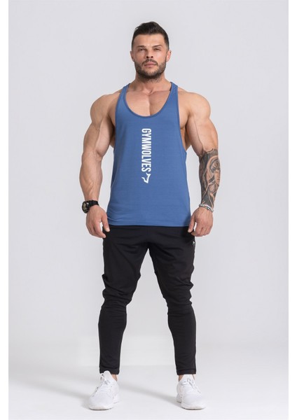 Erkek Spor Atleti Ince Askılı | Indigo | Stringer | Workout Tanktop |