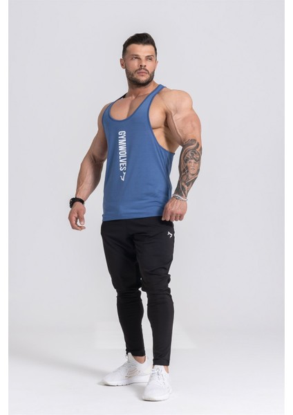 Erkek Spor Atleti Ince Askılı | Indigo | Stringer | Workout Tanktop |