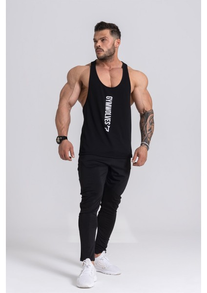 Erkek Spor Atleti Ince Askılı | Siyah | Stringer | Workout Tanktop | fırsatları