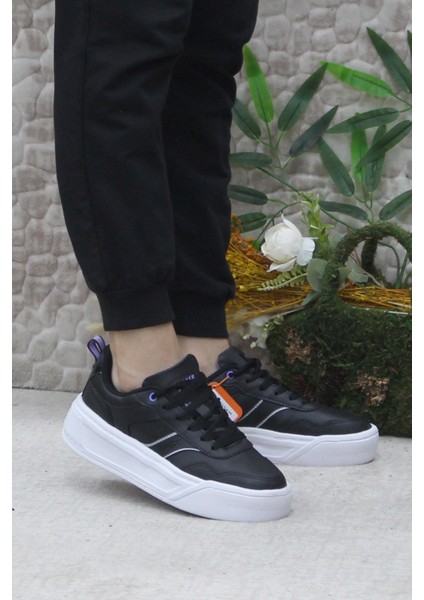 Adexa Pu W Siyah Beyaz Hafif Rahat Orijinal Ürün Sneaker Kadın Ayakkabı