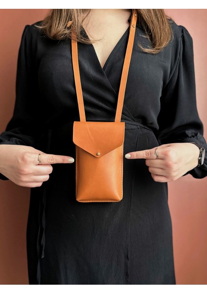 Envelope Telefon Çantası Hakiki Deri El Yapımı