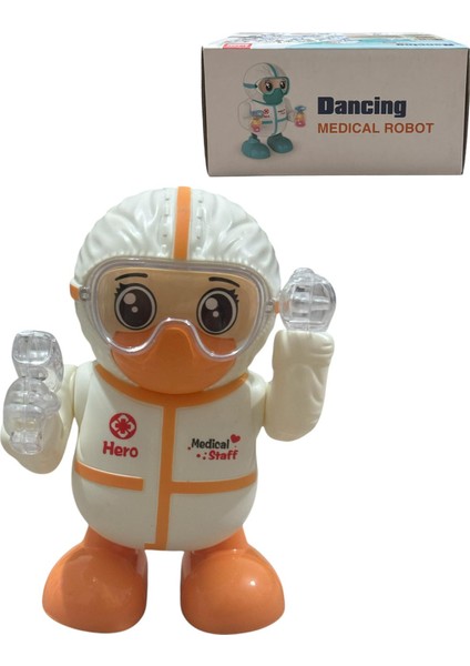 Robot Pilli Işıklı Sesli Müzikli Medical Dancing Robot 18 cm