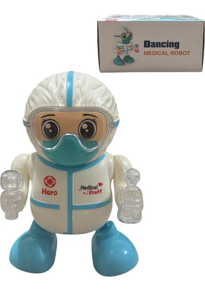 Robot Pilli Işıklı Sesli Müzikli Medical Dancing Robot 18 cm