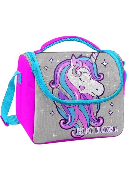 High Kids Pembe Gümüş Unicorn Desenli Thermo Beslenme Çantası