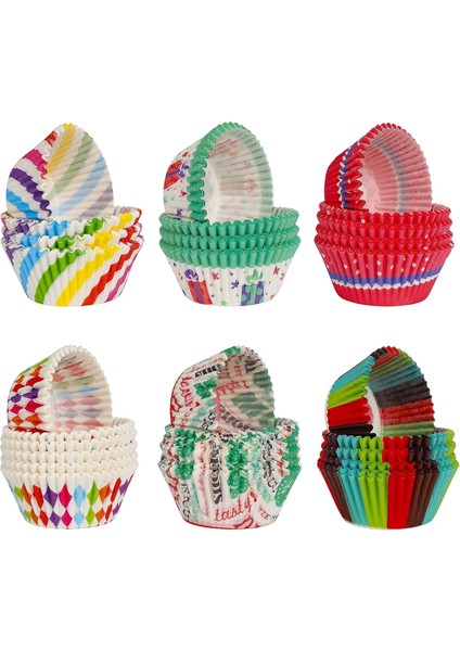 Cupcake Kalıbı, 100 Adet Renkli Desenli Cupcake Muffin Kalıbı Kağıdı