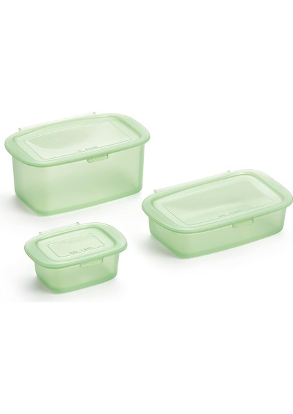 3'lü Silikon Saklama Kabı Yeşil