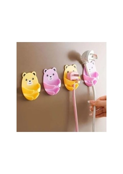 Adet Ayı Desenli Fiş, Kablo, Küçük Aksesuar Tutucu Güçlü Yapıştırıcı (Ev, Ofis, Otel Vb. Alanlar NKS115)