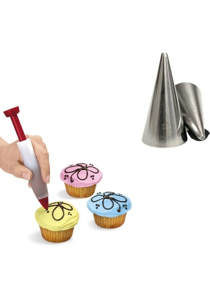 Pasta Süsleme Seti 2li Pasta Dekor Kalemi + Rus Duyu Yazı Duyu Royal Iceng Muffin Cupcake Dekor Yazı