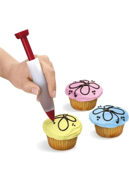 Pasta Süsleme Seti 2li Pasta Dekor Kalemi + Rus Duyu Yazı Duyu Royal Iceng Muffin Cupcake Dekor Yazı