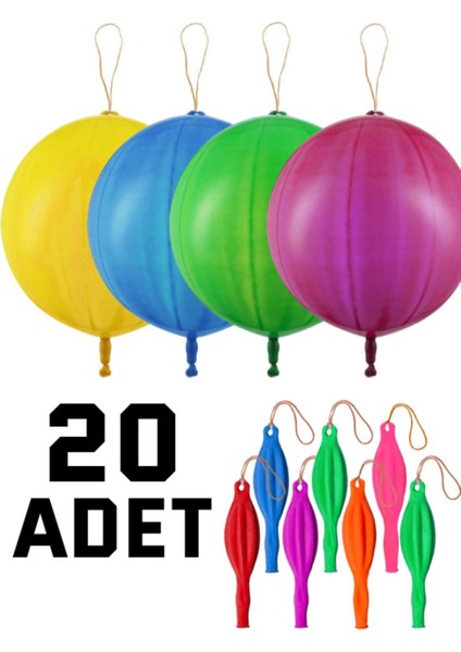 Lastikli Zıpzıp Balon Ipli Punch Panç Büyük Balon 20 Adet