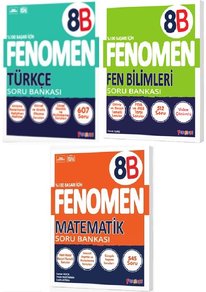 Fenomen 8. Sınıf Matematik - B + Fen Bilimleri - B + Türkçe - B
