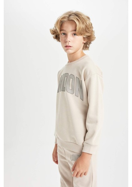 Erkek Çocuk Oversize Geniş Kalıp Bisiklet Yaka Okul Sweatshirt D1645A824AU