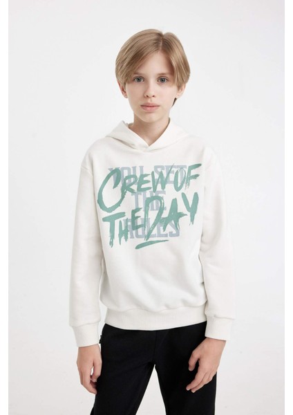 Erkek Çocuk Baskılı Kapüşonlu Sweatshirt C9801A824WN fırsatları