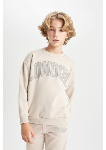 Erkek Çocuk Oversize Geniş Kalıp Bisiklet Yaka Okul Sweatshirt D1645A824AU modelleri