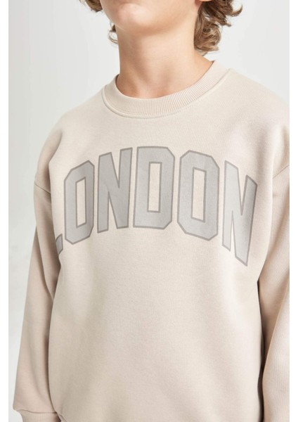 Erkek Çocuk Oversize Geniş Kalıp Bisiklet Yaka Okul Sweatshirt D1645A824AU fırsatları
