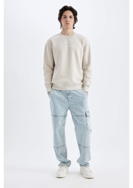 Boxy Fit Bisiklet Yaka Baskılı Sweatshirt fiyatları