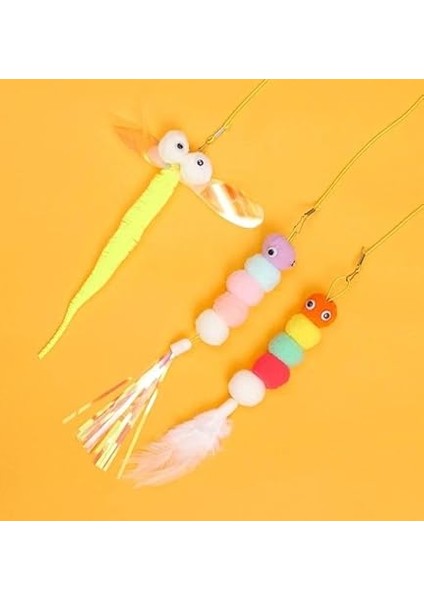 Emey Elastik Kendinden Yapışkanlı Renkli Kedi Oyun Oltası Kedi Oyuncağı Yapışkanlı Olta Eğitim Oyun modelleri