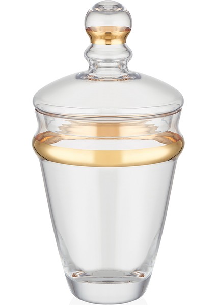 Dalia 24 Ayar Altın Yaldızlı 29,5 cm 2 Parça Kapaklı Cam Kavanoz 9-01150134