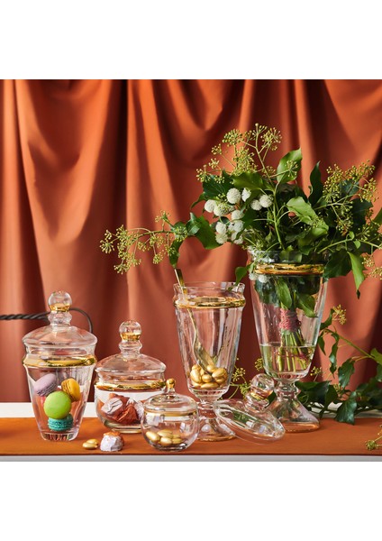 Dalia 24 Ayar Altın Yaldızlı 29,5 cm 2 Parça Kapaklı Cam Kavanoz 9-01150134 fiyatları