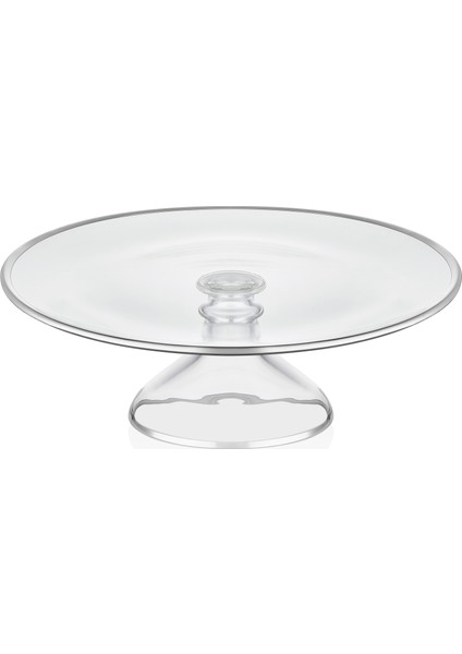 Dalia Platin Yaldızlı 33 cm Ayaklı Cam Servis Tabağı 9-01150125