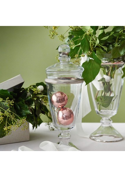 Dalia Platin Yaldızlı 29,5 cm 2 Parça Kapaklı Cam Kavanoz 9-01150135 fırsatları