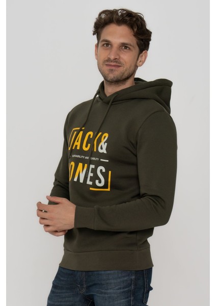 Erkek Göğüs Logo Baskılı Kapüşonlu Sweatshirt - Tap