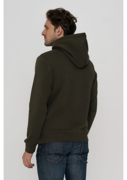 Jack & Jones Erkek Göğüs Logo Baskılı Kapüşonlu Sweatshirt - Trap