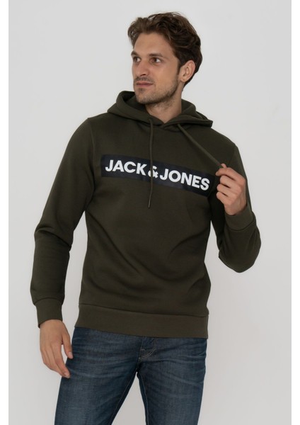 Erkek Logo Baskılı Kapüşonlu Sweatshirt - Minder