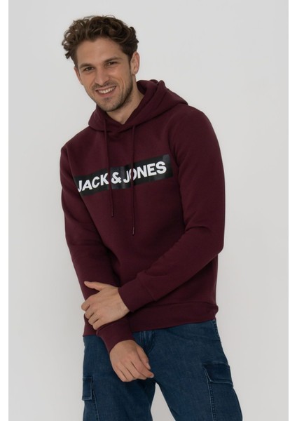 Jack & Jones Erkek Logo Baskılı Kapüşonlu  Sweatshirt - Minder