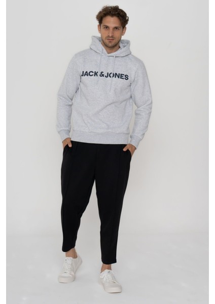 Jack & Jones Erkek Logo Baskılı Kapüşonlu Sweatshirt - Deldrick