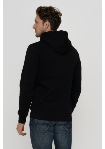 Jack & Jones Erkek Kapüşonlu Logo Baskılı Sweatshirt - Forest