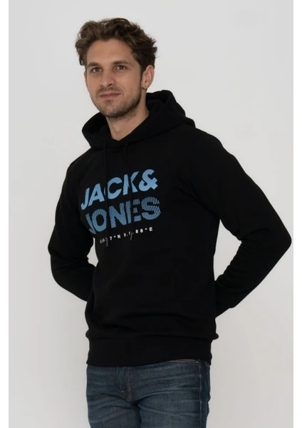 Jack & Jones Erkek Kapüşonlu Logo Baskılı Sweatshirt - Year