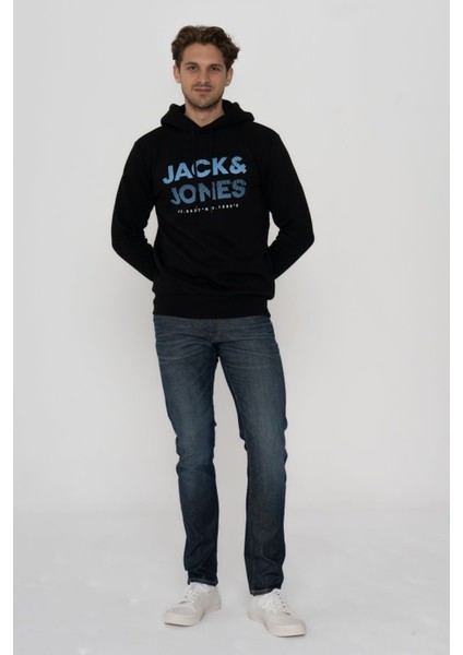 Jack & Jones Erkek Kapüşonlu Logo Baskılı Sweatshirt - Year