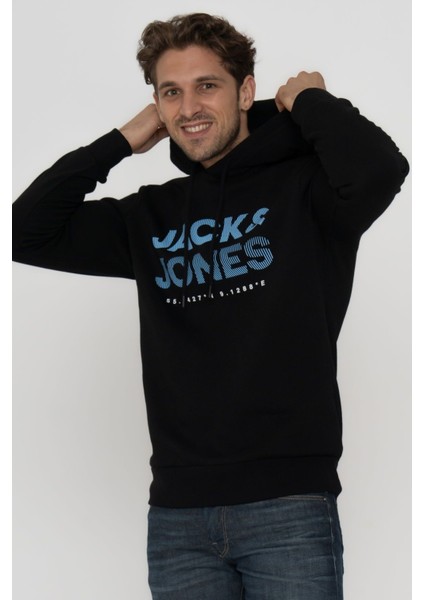 Jack & Jones Erkek Kapüşonlu Logo Baskılı Sweatshirt - Year