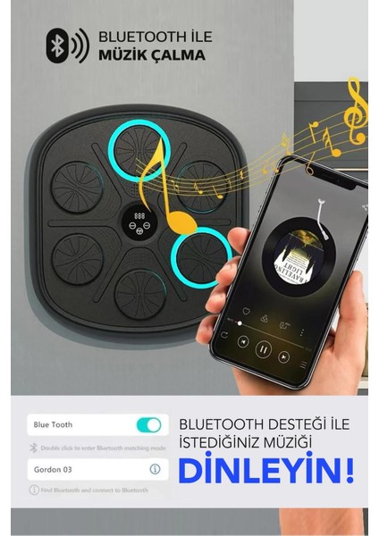 Boks Eğitim Makinesi Sayaçlı Rgb Işıklı Bluetooth Müzik Çalar Box Egzersiz Elektronik Kum Torbası