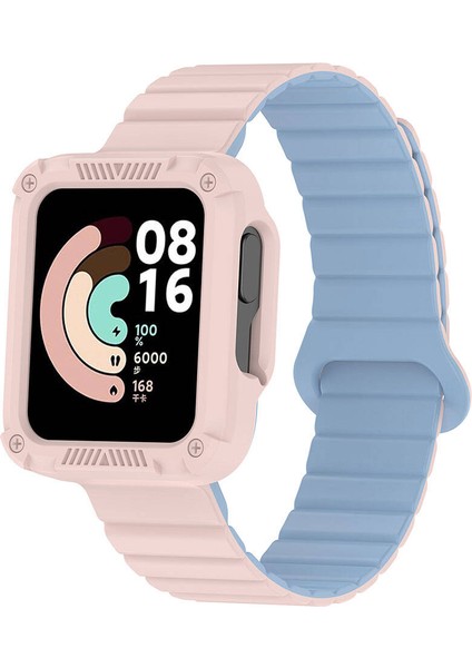 Xiaomi Redmi Watch 2 Silikon Kordon Zore KRD-105 Strap Kayış-Pembe-Mavi