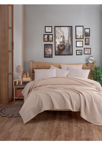 Ecocel Pike Örtü Battal King 240X230CM Karde Koyu Bej