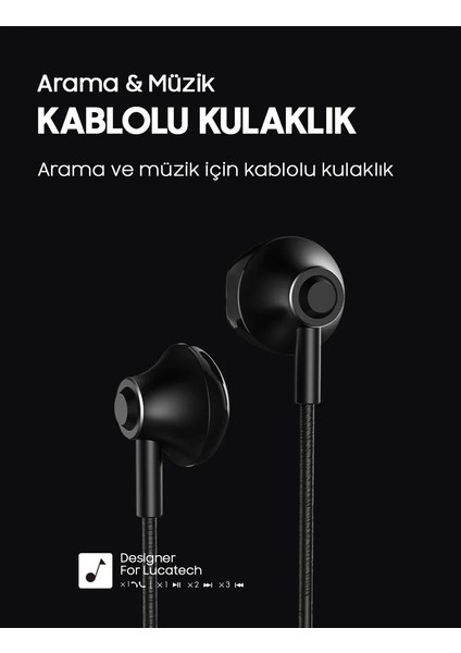 Xiaomi Redmi Note 9 Uyumlu Fiber Kablolu Stero Kulaklık 3.5 mm Jack