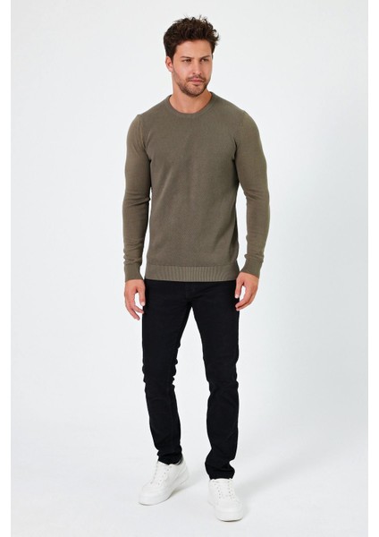 Bisiklet Yaka Regular Fit Kazak (E24-EZE-03)