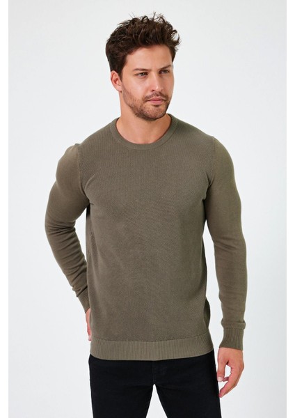 Bisiklet Yaka Regular Fit Kazak (E24-EZE-03)
