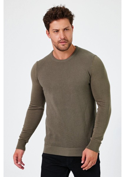 Bisiklet Yaka Regular Fit Kazak (E24-EZE-03)