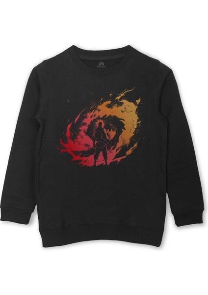 Uzayda Naruto Galaksi Spiral Cosmos Baskılı Çocuk Sweatshirt Siyah Sweat