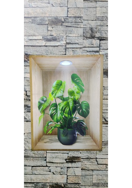 3D Yapışkanlı Duvar Sticker 30 x 40 cm Saksı Yaprak