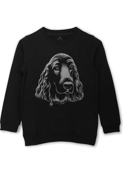 Spanyel Köpeği Spaniel Dog Baskılı Çocuk Sweatshirt Siyah Sweat