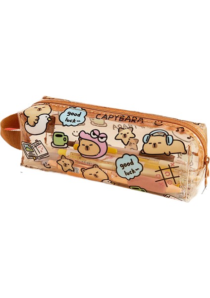 Kawaii Capybara Kalem Kutusu Şeffaf Sevimli Kalem Çantası Okul Malzemeleri Kore Kırtasiye Estetik Kırtasiye Okula Dönüş (Yurt Dışından)