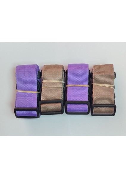 2 Adet Mor 2 Adet Bej Valiz Kemeri 4 cm Toplam 4 Adet