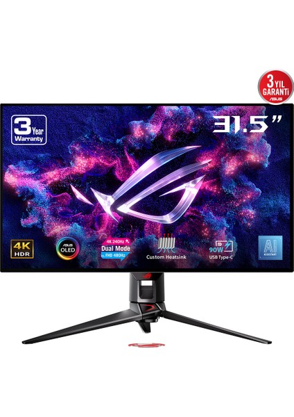 Rog Swıft PG32UCDP 31.5 OLED Dual Mode (4K-240HZ/FHD-480HZ) Gamıng 3840X2160 0.03MS Monitör